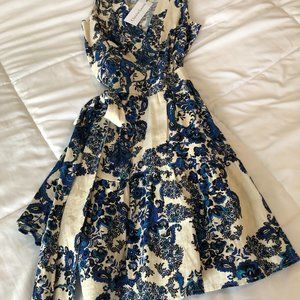 Cristian Lacroix Paisley Wrap Dress - Size XS - Blue & Cream